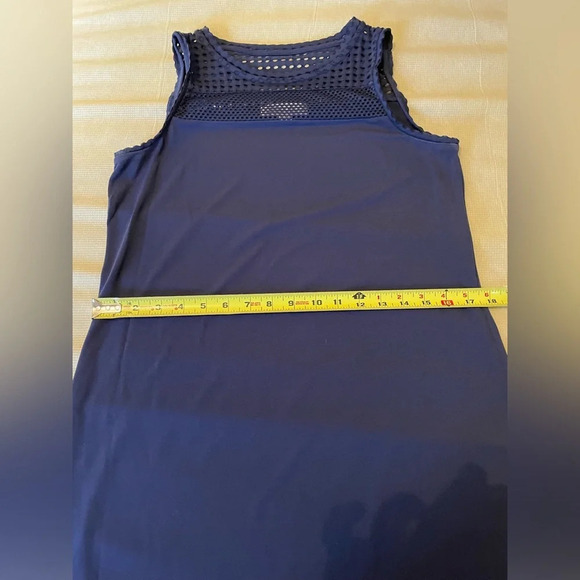 MICHAEL Michael Kors Navy Blue Sleeveless Dress Medium Mesh Top Casual Midi - Picture 8 of 11